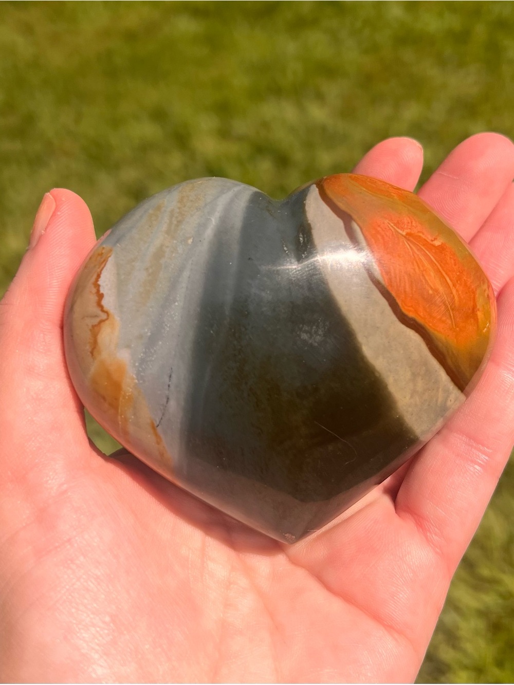 Natural Polychrome Jasper Heart – 290g – 3.5” x 3”